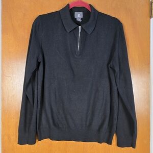 H&M Men's Rib Knit Slim Fit Quarter-Zip Sweater Mock Neck Size M Black